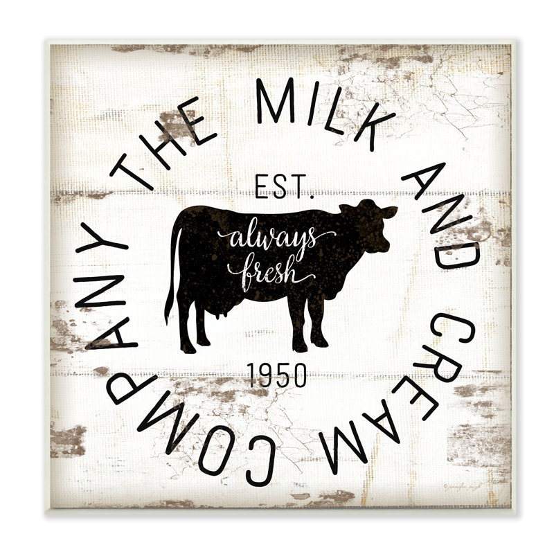 " Milk And Cream Company Vintage Sign " by Jennifer Pugh, 12" H x 12" W x 1.5" D, Wall Plaque