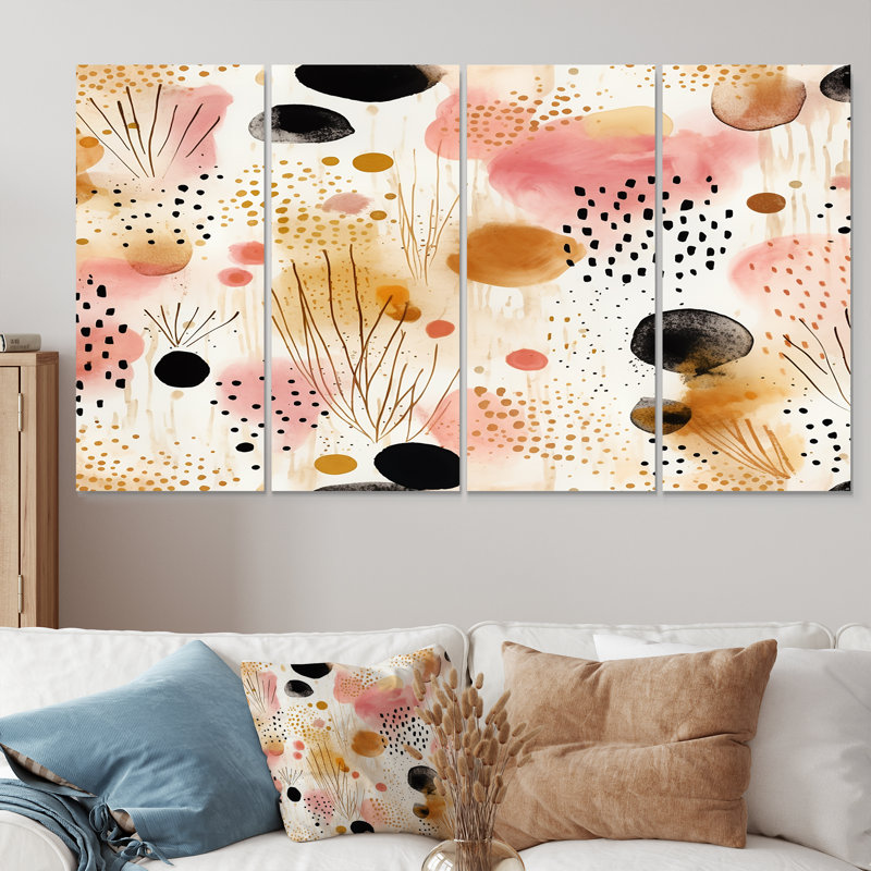 «Graphic Fall Leaves - Botanicals», ensemble de 4 décorations murales, H 28 po x l 48 po