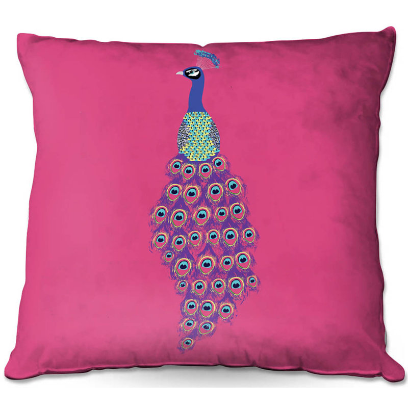  Coussin Couch Peacock, 20 po x 20 po, Rose
