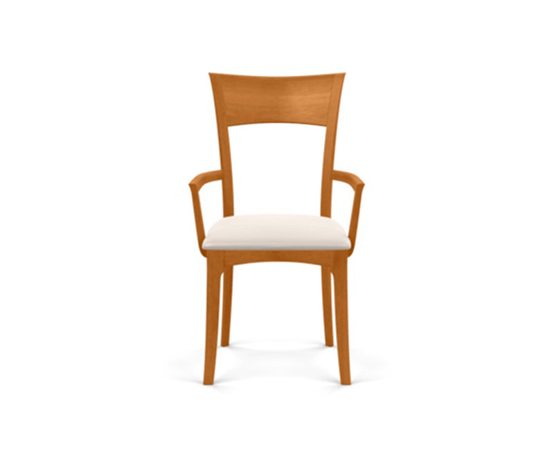 Ingrid 19.25'' H Upholstered Cherry Armchair, Natural Cherry, White
