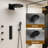 Ancoats 16" Wall Mounted Thermostatic Complete Shower System with 3-Function Handheld Spray and 3 Body Jets-110585255