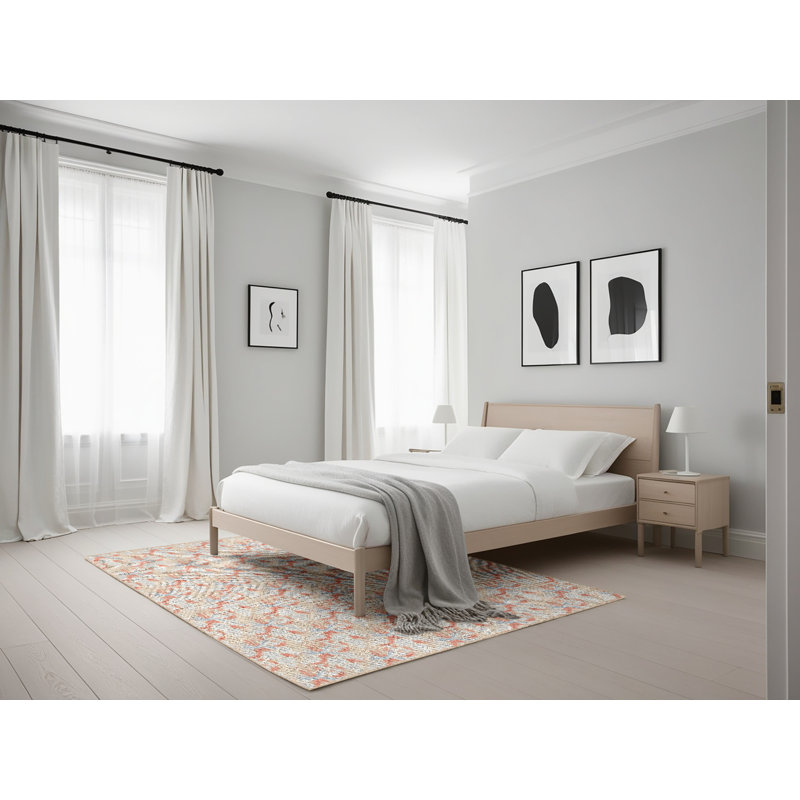 Tapis rose / crème Power Loom, Rectangle 5 pi x 7 pi
