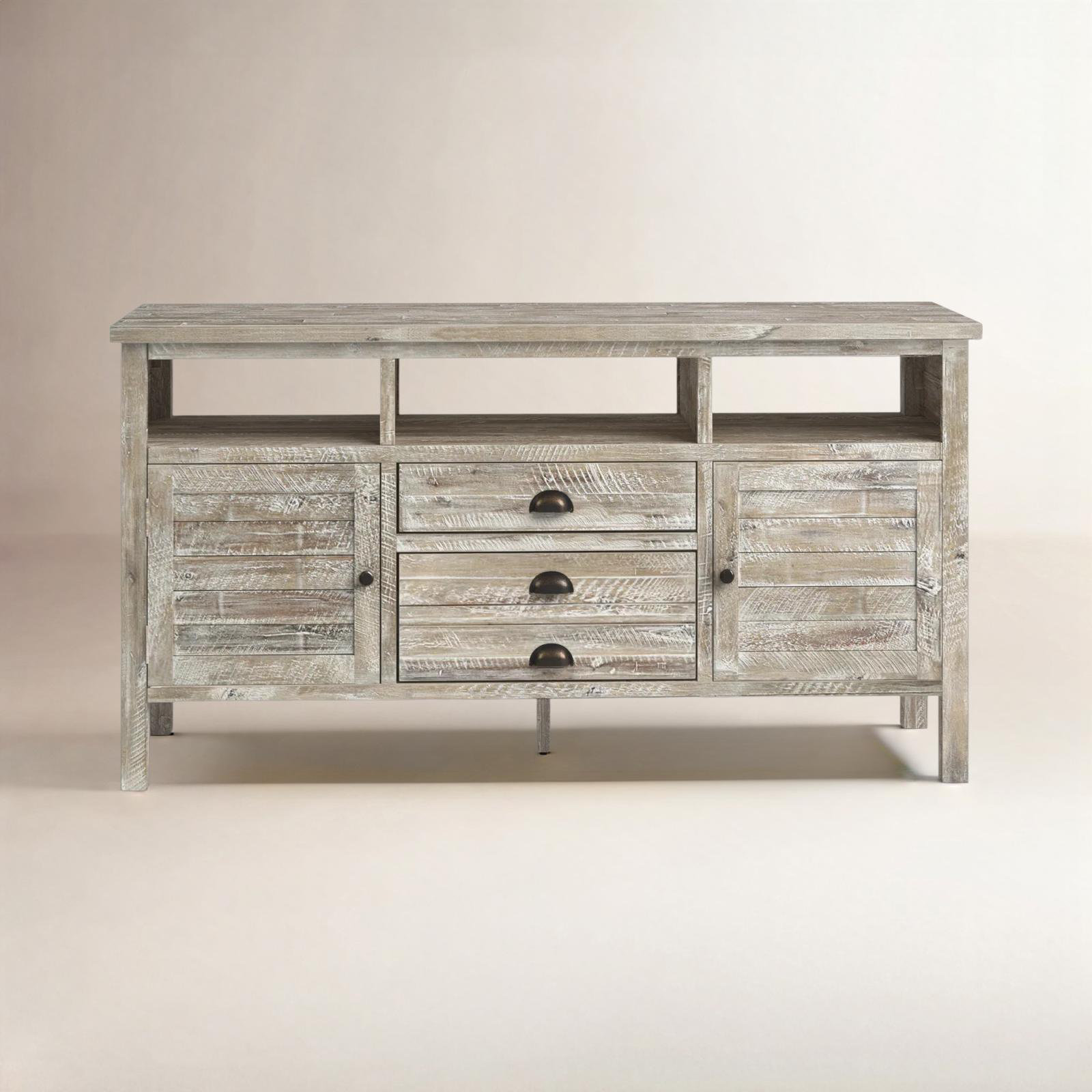 Castile Acacia TV Stand, Washed Gray, 60"