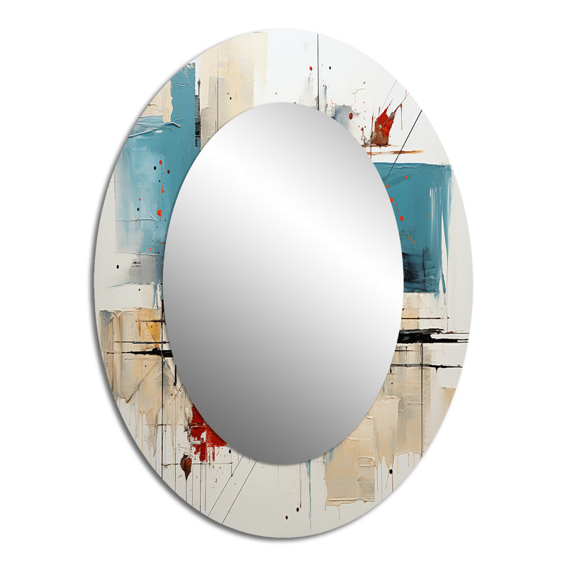 Miroir mural Teal Orange Bold Flow Collage, 40 po x 30 po