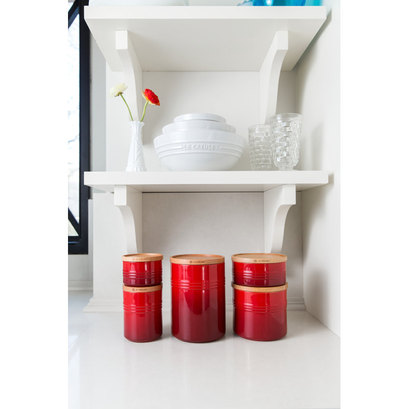 Metallics Kitchen Canister, Cerise, 8" H x 5.5" W x 5.5" D
