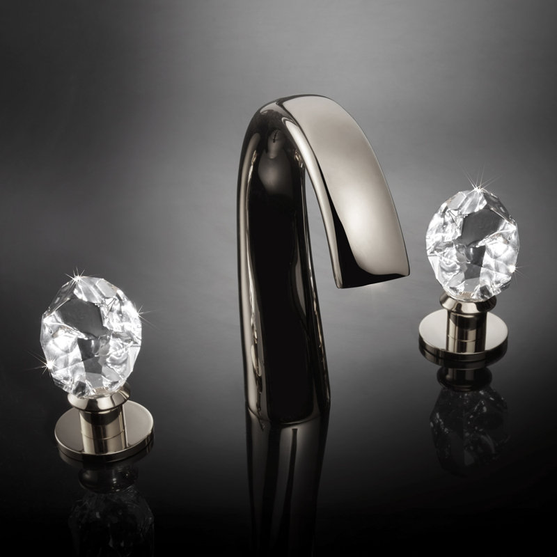 Swarovski Crystal Widespread Bathroom Faucet, Polished Nickel