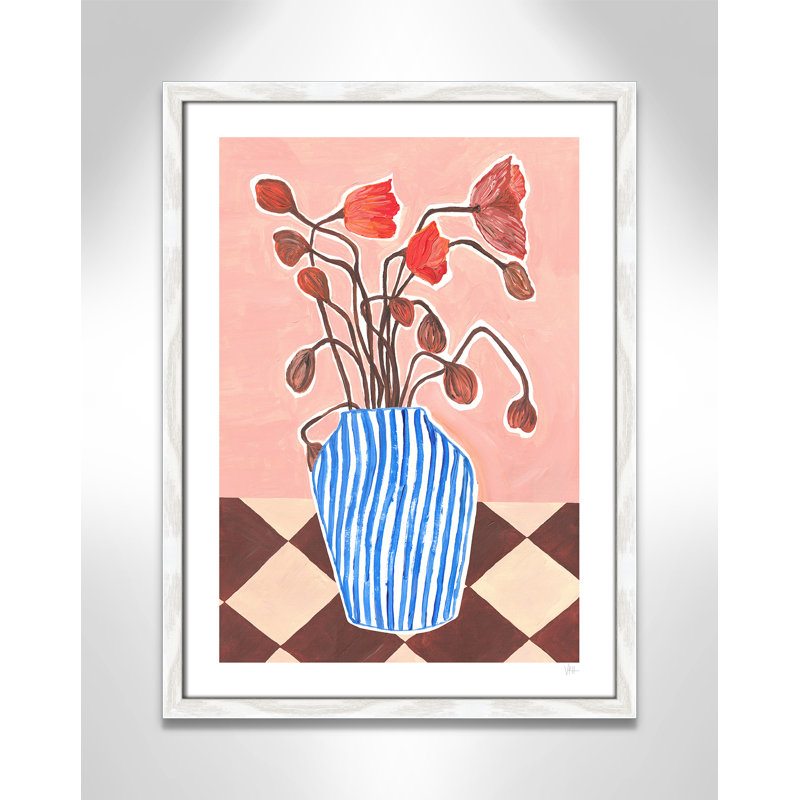 Poppies Print par Violets Print House, Grain de bois blanc, 17'' W x 23'' H, Impression encadrée