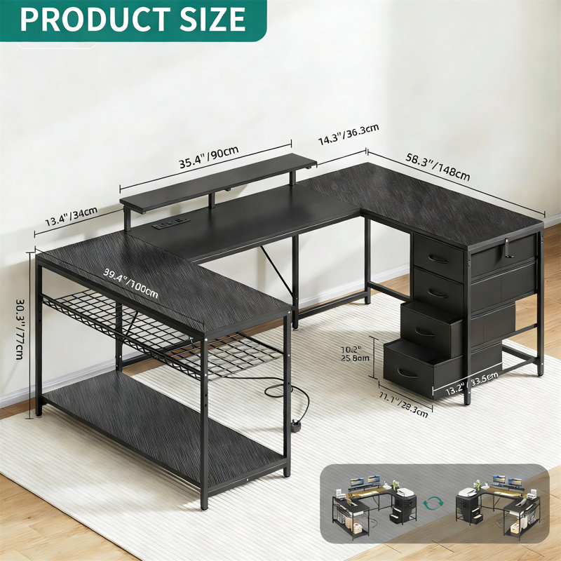 Metal Base Computer Desk, Black