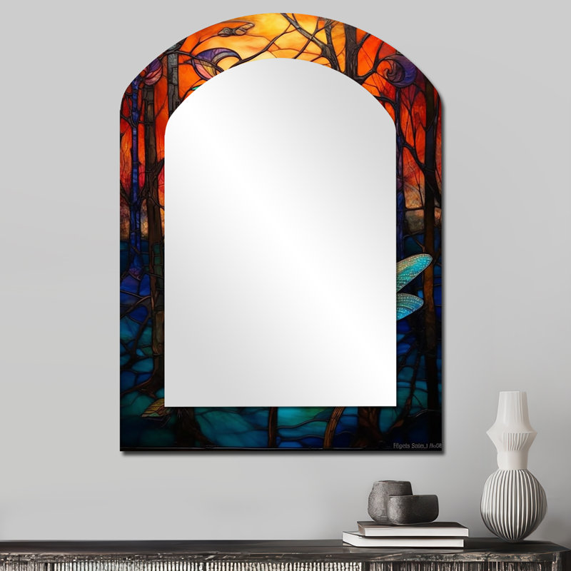 Libellule majestueuse dans la forêt enchantée I - libellule en métal Art Decor - miroir mural moderne et irrégulier