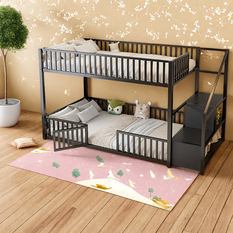 Lits simples peu encombrants avec échelle de rangement, lit moderne en métal pour la maison