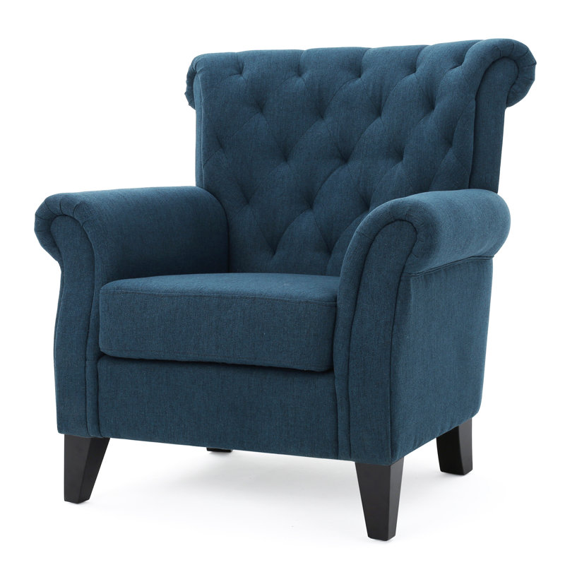Losoto 36" W Tufted Armchair, Navy Blue Polyester