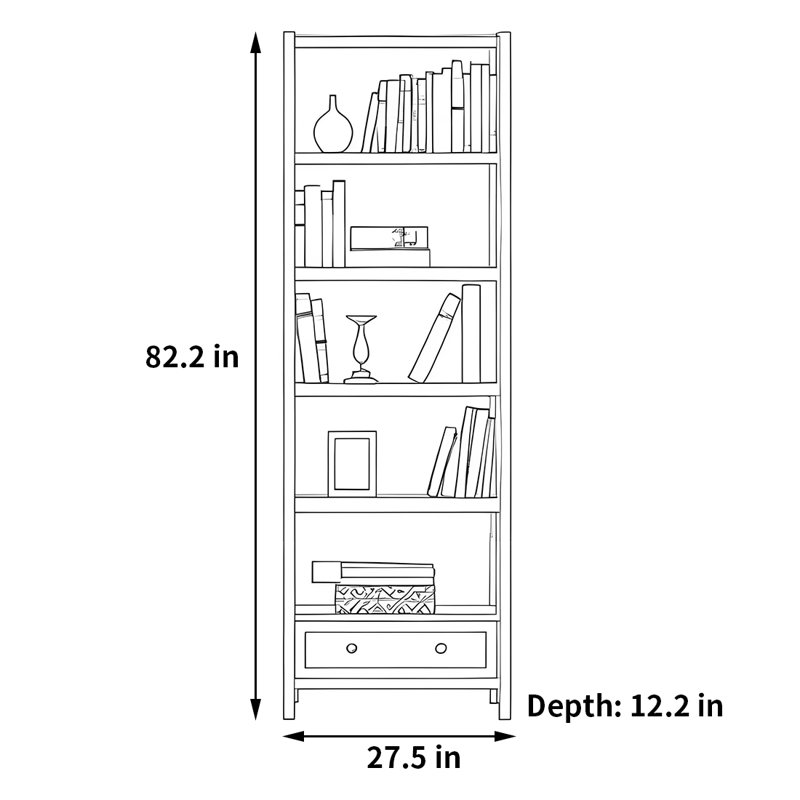 Bradburn, (5 tablettes) H 82,2 po x l 27,5 po x P 12,2 po, Blanc