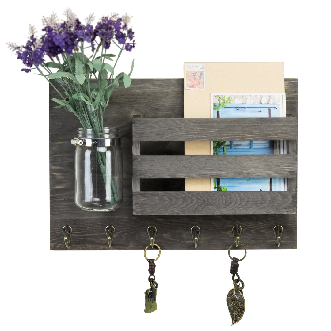 Kinton Wall Storage Organizer with Key Hooks Gracie Oaks Finish: Vintage Gray