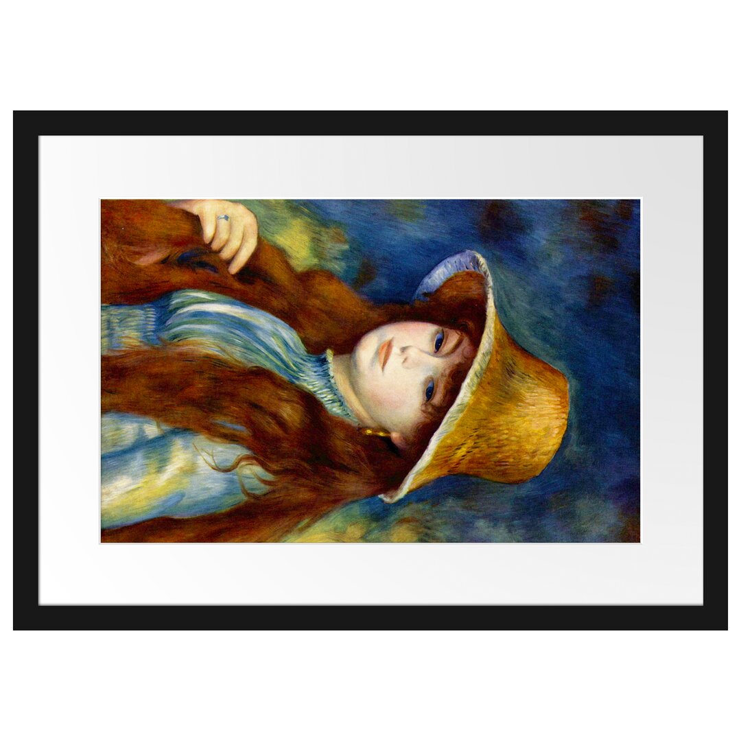 Gerahmter Kunstdruck Girl with Straw Hat von Pierre-Auguste Renoir