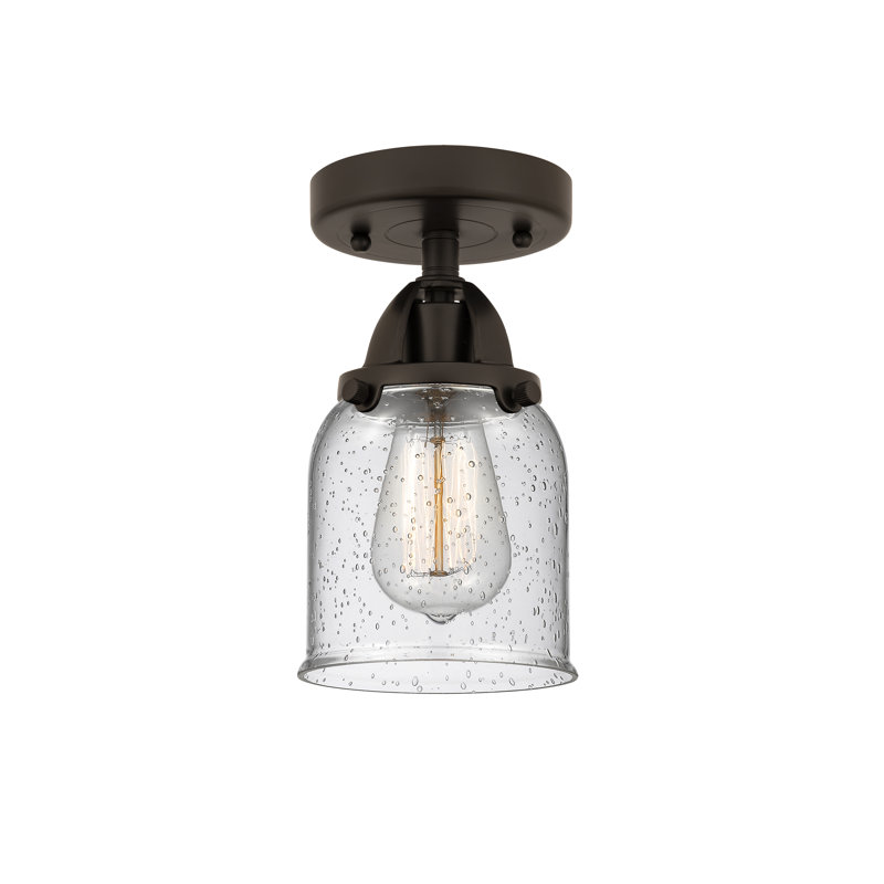Plafonnier semi-encastré en verre à DEL, H 9,25 po x l 5 po x P 5 po, Grainé, Bronze huilé