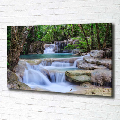 Cascade In The Forest - Wrapped Canvas Print