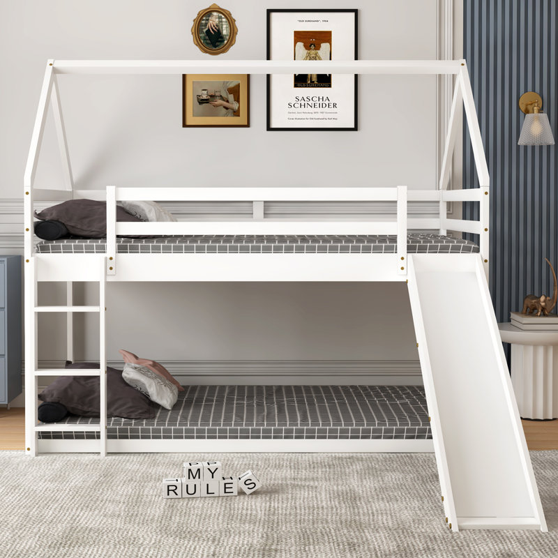 Ambrette Kids Twin Over Twin Bunk Bed, White