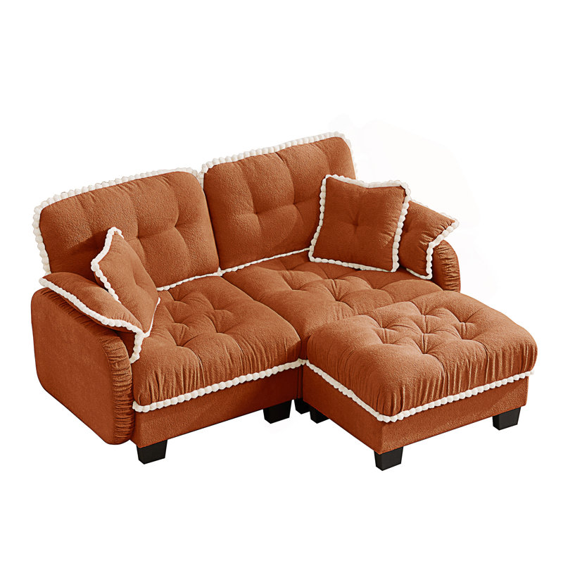 Causeuse en forme de L Cloud, 4 coussins, repose-pieds mobile capitonné, conception ergonomique, canapé-lit facile à assembler pour le salon, le bureau