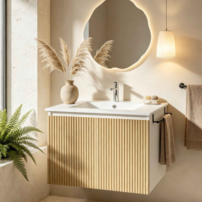 Ensemble de meuble-lavabo mural 24 po avec lavabo, meuble-lavabo flottant 24 po avec lavabo en céramique, porte-serviettes mural
