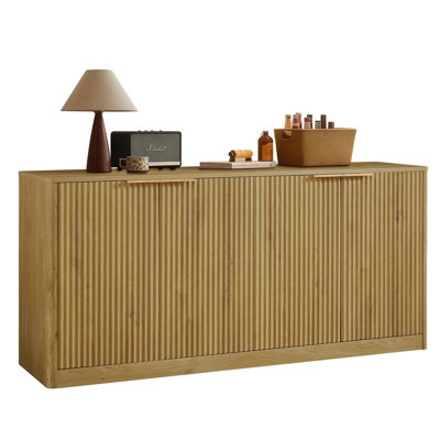 Modern Wavy Sideboard with Curved Design, Ample Storage, and Versatile Use for Living Room, Bedroom, or Kitchen