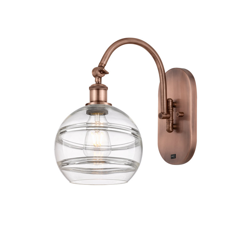 Chartoff Steel Armed Sconce, Clear, Antique Copper