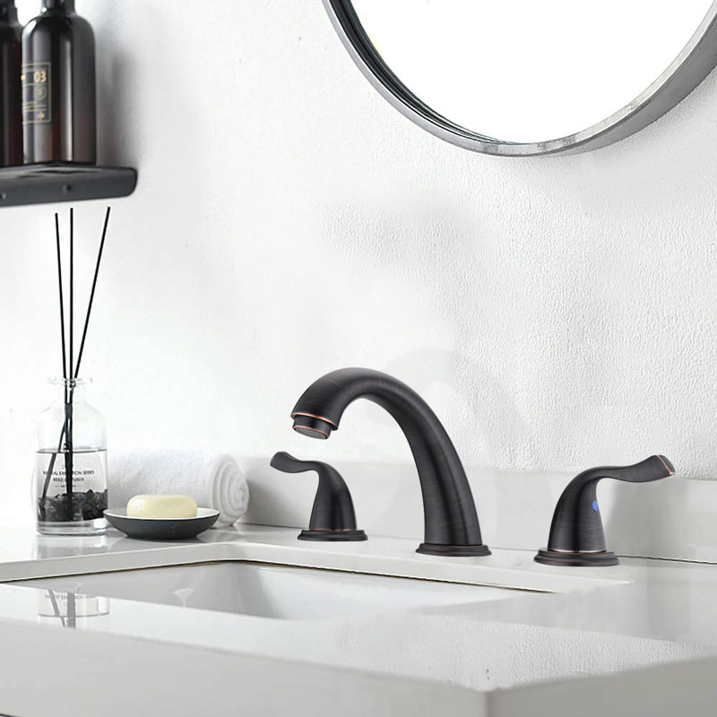 Widespread 2-handle Bathroom Faucet with Drain Assembly, Oil Rubbed Bronze