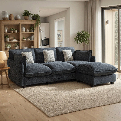 4-Piece Modular Sectional Sofa With Ottoman
