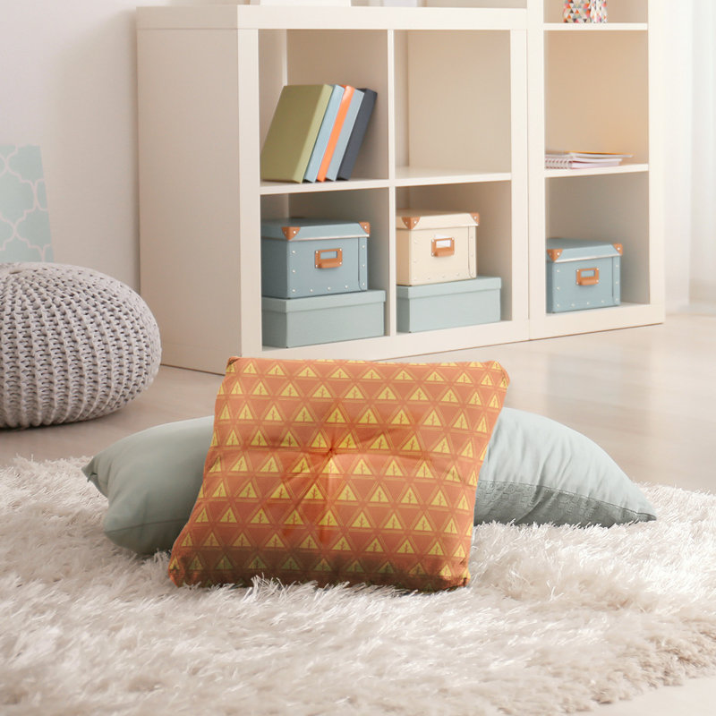 Coussin Theo Nath, 30 po x 30 po, Orange / doré