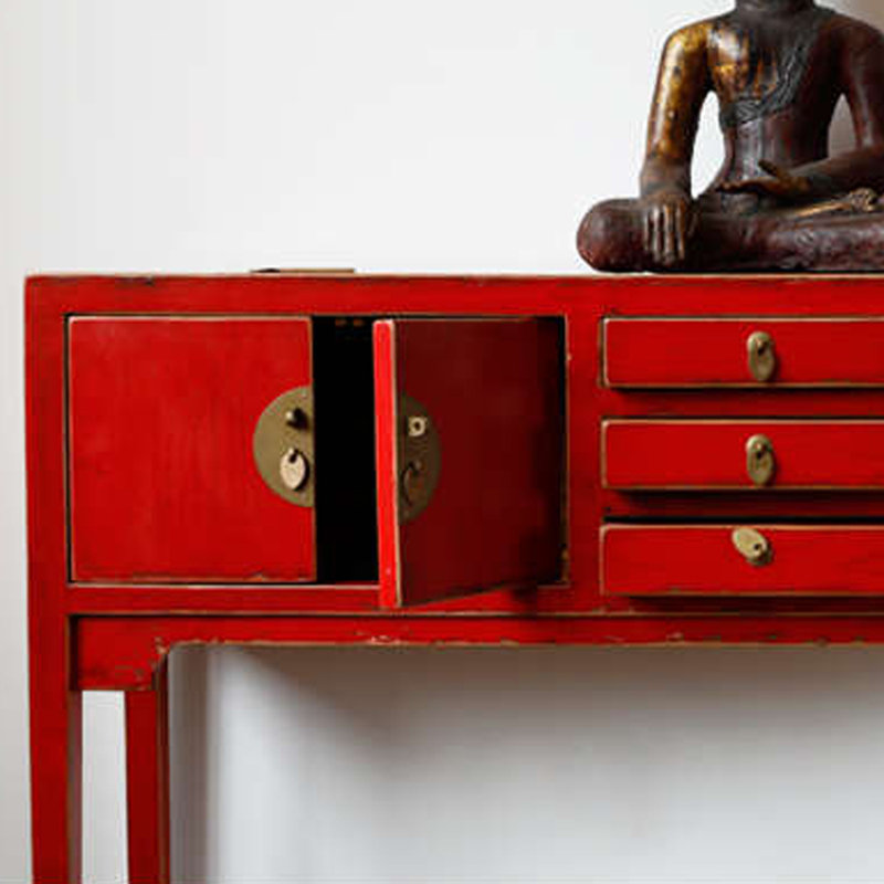 Classical Aged Console Table, Red