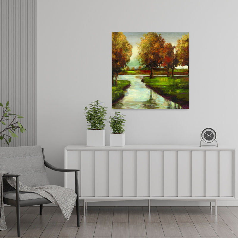 Crépuscule ou aube serein, tranquille, paysage abstrait, art naturel, H 24 po x l 24 po