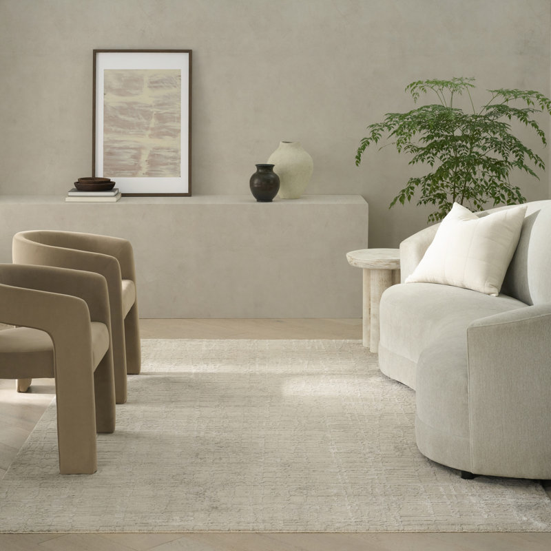 Tapis d'intérieur moderne ivoire Calvin Klein CK090 Latitude 9 pi x 12 pi, Beige, Rectangle 9 pi x 12 pi