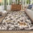 Tiger Area Rug for Living Room, Machine Washable Non-Slip Low Pile Rug, Botanical Jungle Animal Print Rug, Stain-Resistant Soft Foldable Floor Covering-229270753