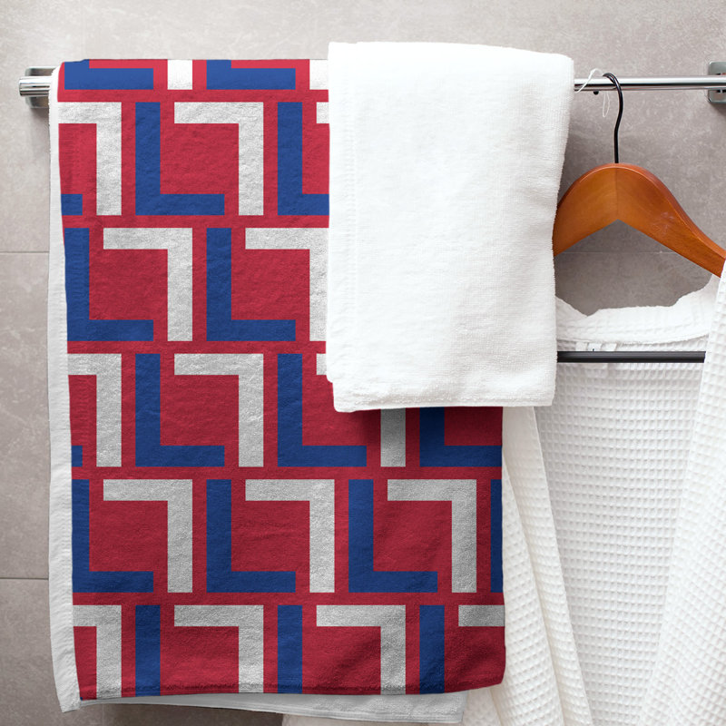 Bath Towel, Red/Blue/White