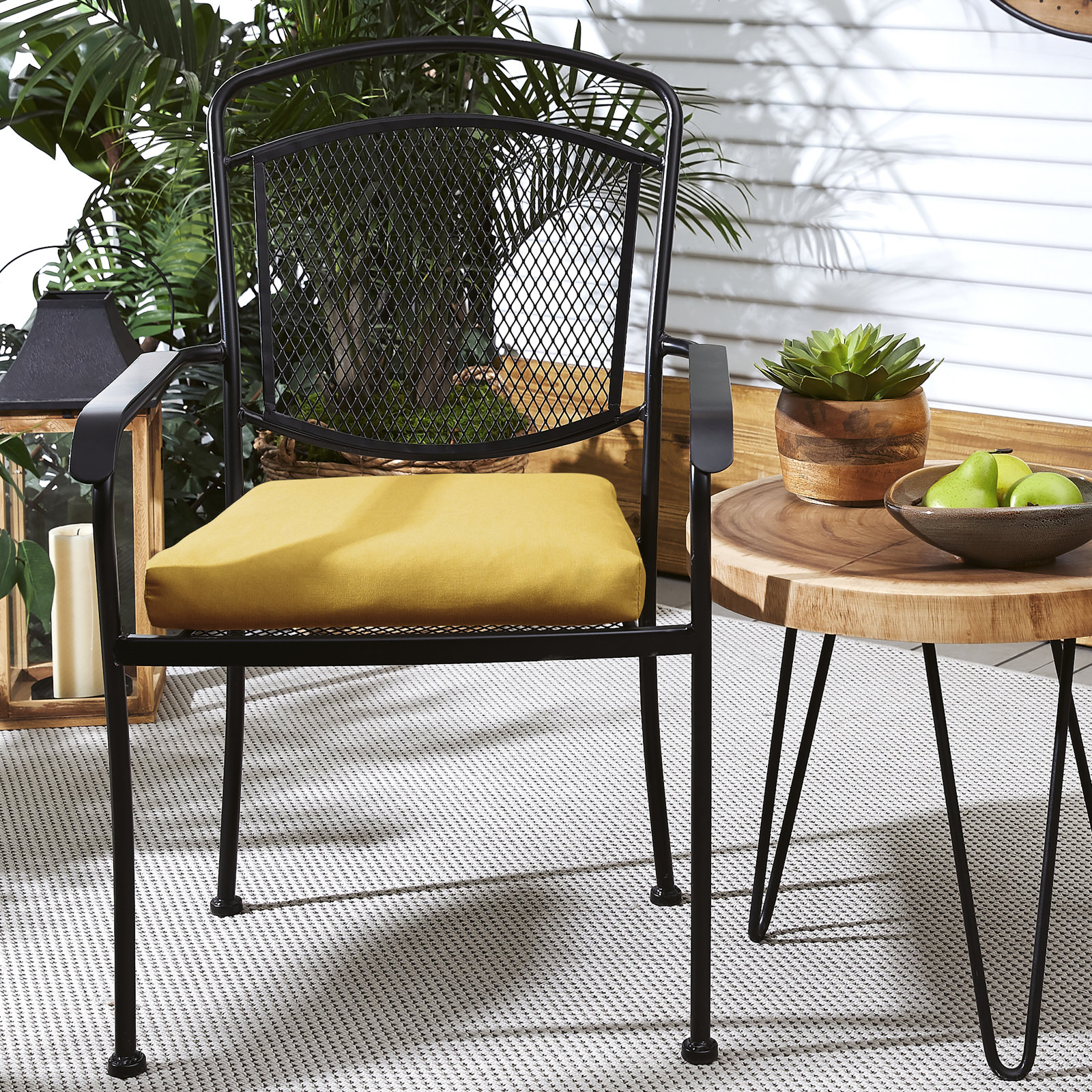 Kisha Sunbrella Outdoor Dining Chair Cushion, Fresco Daffodil