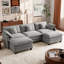 George 111.5" Modern 5 Seat Chenille U Shaped Modular Sectional Sofa With Two Ottomans-794810890