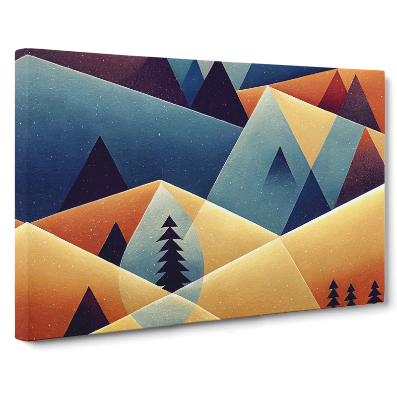 Winter Landscape Geometric Abstract - Wrapped Canvas, 50cm H x 76cm W x 3cm D
