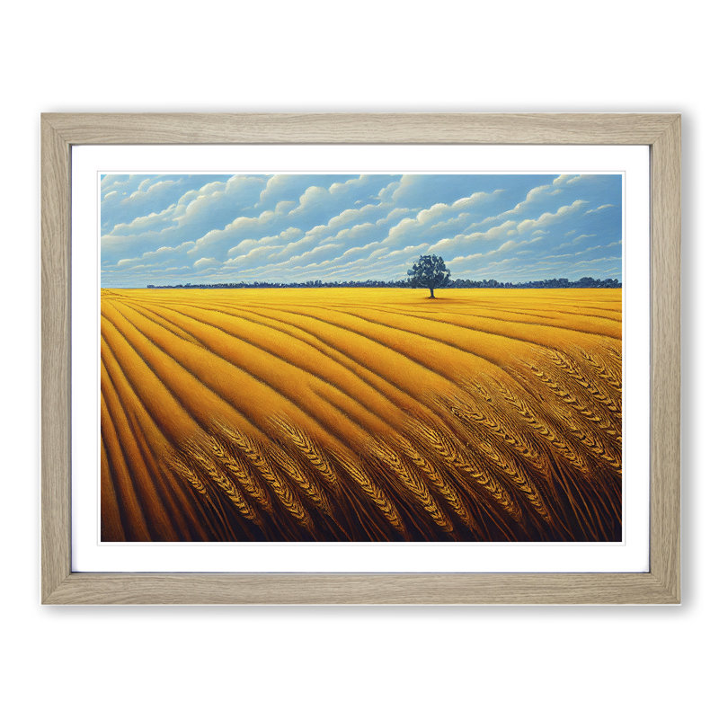 Magical Wheat Field - Framed Print, 34cm H x 46cm W x 2cm D, Oak