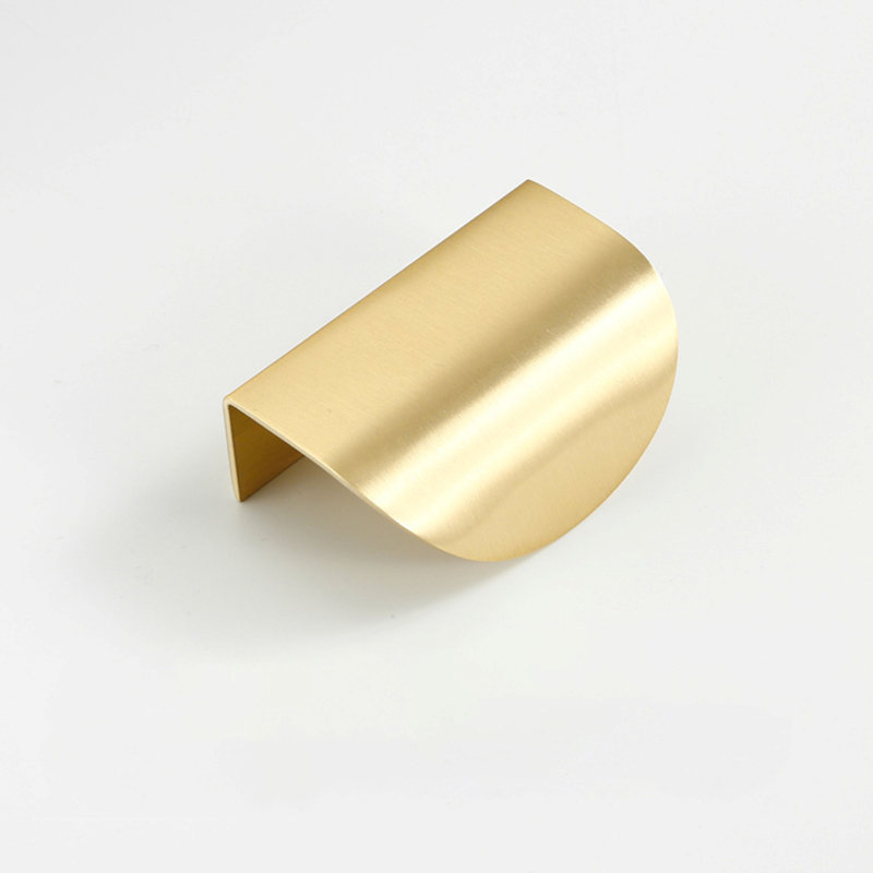  Curved Edge Invisible Pull, Brushed Brass