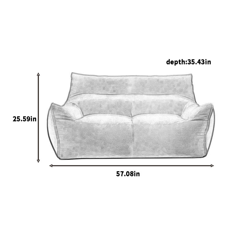 Canapé à billes rétro minimaliste, H 25,59 po x l 57,08 po x P 35,43 po, Polyester beige