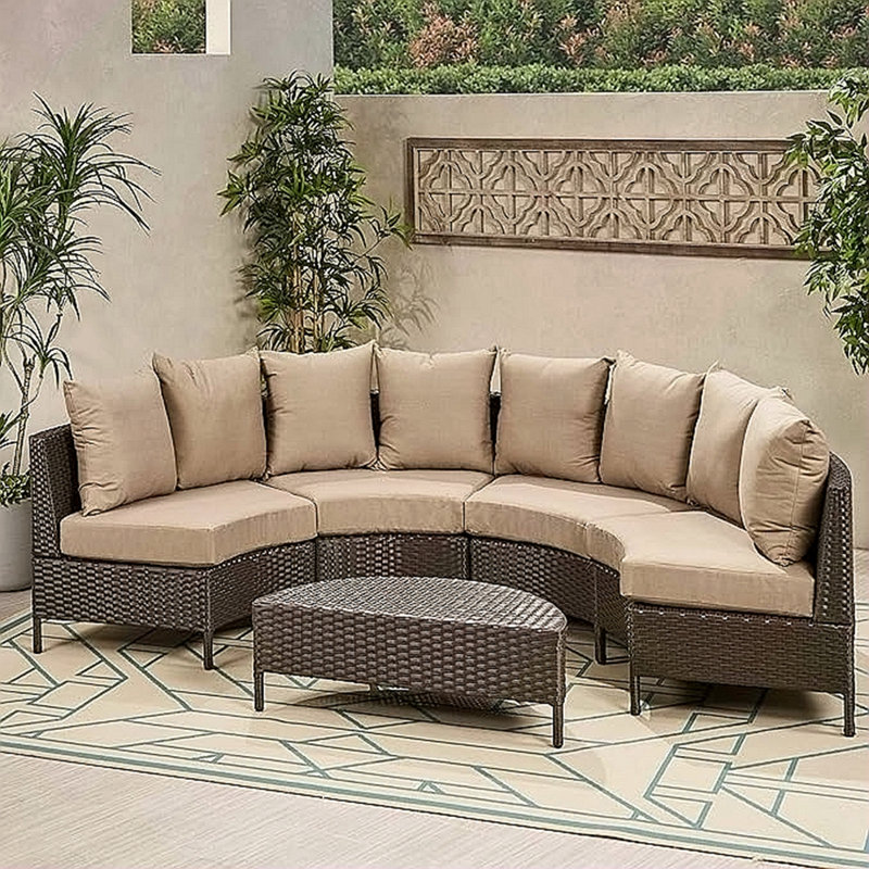 Ensemble de canapé 5 pièces PT Limon, Beige, Brun