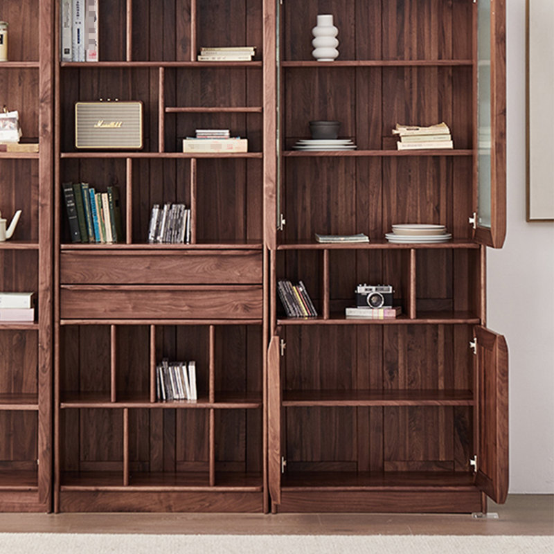 Pure solid wood black walnut bookcase