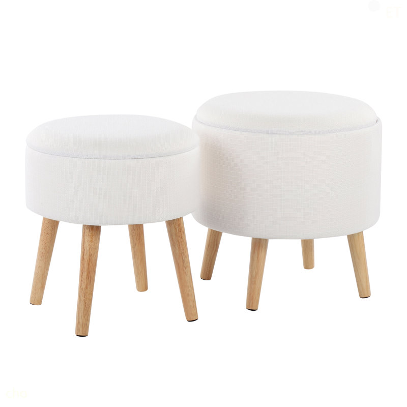 Repose-pieds avec rangement Tray, Crème, crème