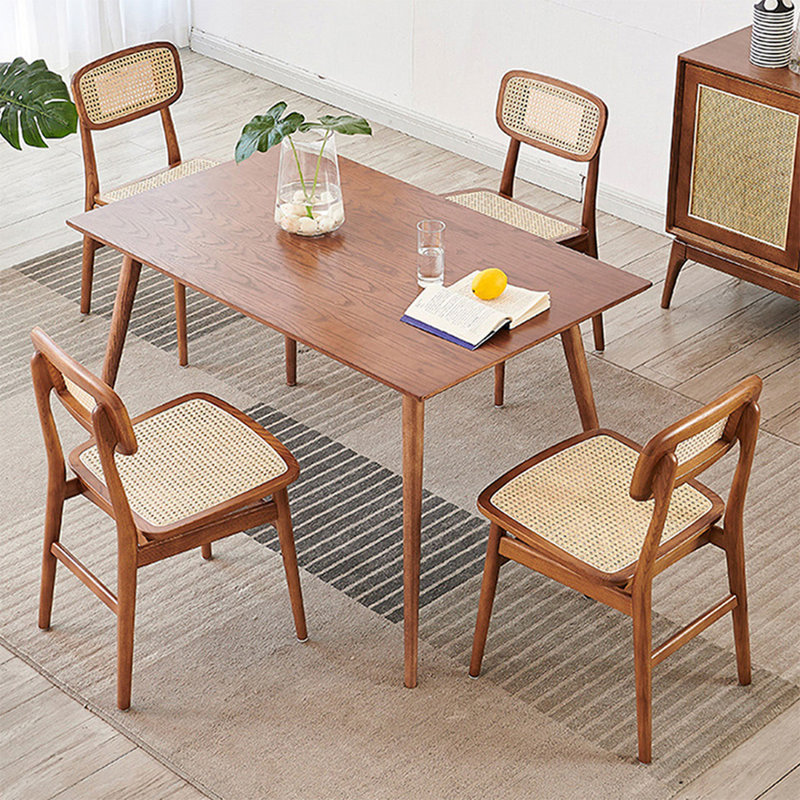 Ensemble de table de salle à manger rectangulaire en bois massif 4 personnes