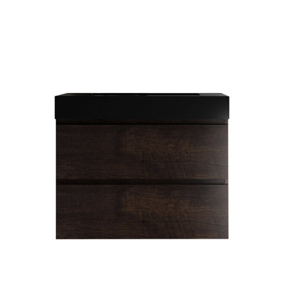 Lavabo intégré en quartz d'ingénierie noir mat, style contemporain, sans drain ni robinet, 30,27 po de profondeur, 17,82 po de largeur, 6,5 po de hauteur, 40,93 lb, trop-plein inclus pour différents styles de salle de bain