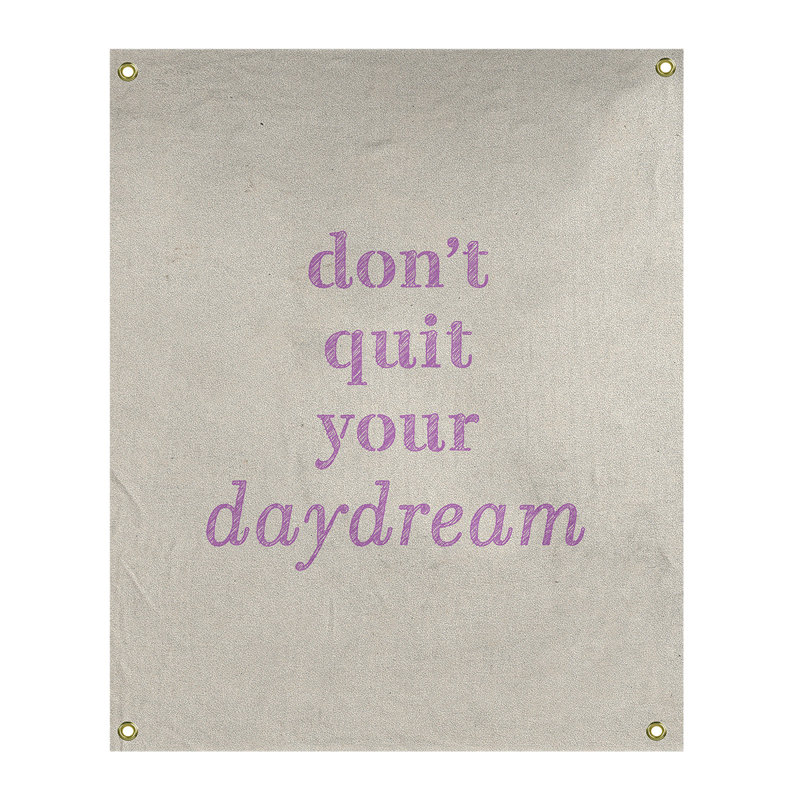 Polyester à la main ne pas quitter votre tapisserie daydream quote, H 80 po x l 59 po, Blanc / violet