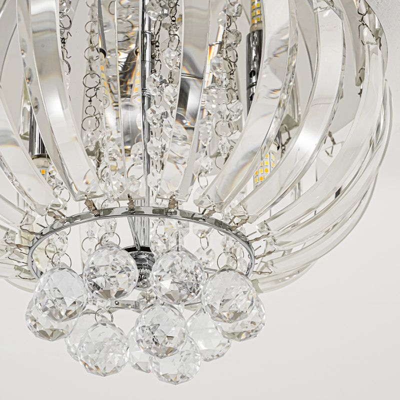 Plafonnier encastré 3 lumières avec abat-jour en cristal