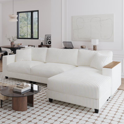 Canapé modulaire en L de 114,5 po avec 2 coussins et canapé en forme de L avec méridienne réversible et deux accoudoirs