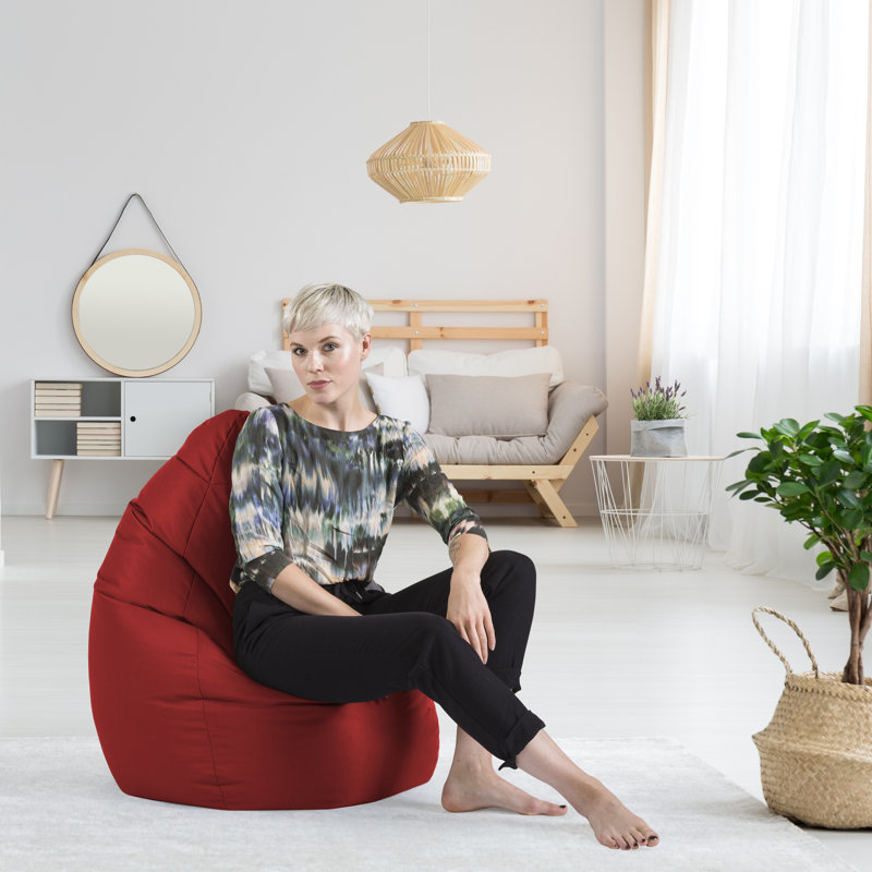 Brava Standard Bean Bag Chair & Lounger, Red 100% Polyester