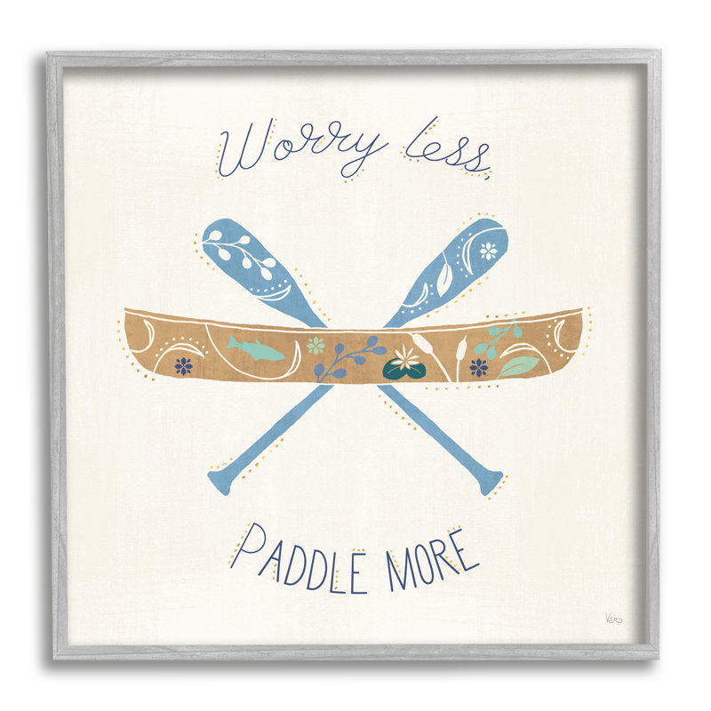 Impression sur bois «Wayez Less Paddle More Canoe» - cadre flottant, H 24 po x l 24 po x P 1,5 po