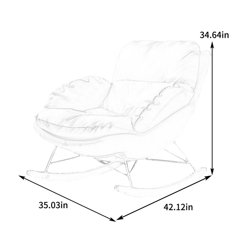 Chaise berçante en cuir et en acier au carbone
